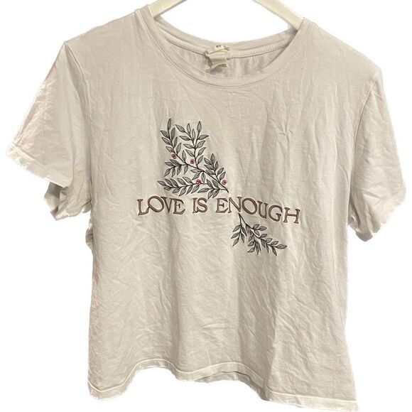 H & M embroidered Love is Enough T-Shirt Size Extra Large (XL) - Picture 1 of 2